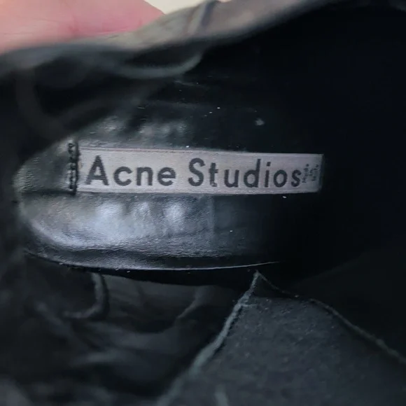 Acne Studios Black Pebbled Leather Ankle Boots Size 37EU - Picture 12 of 12